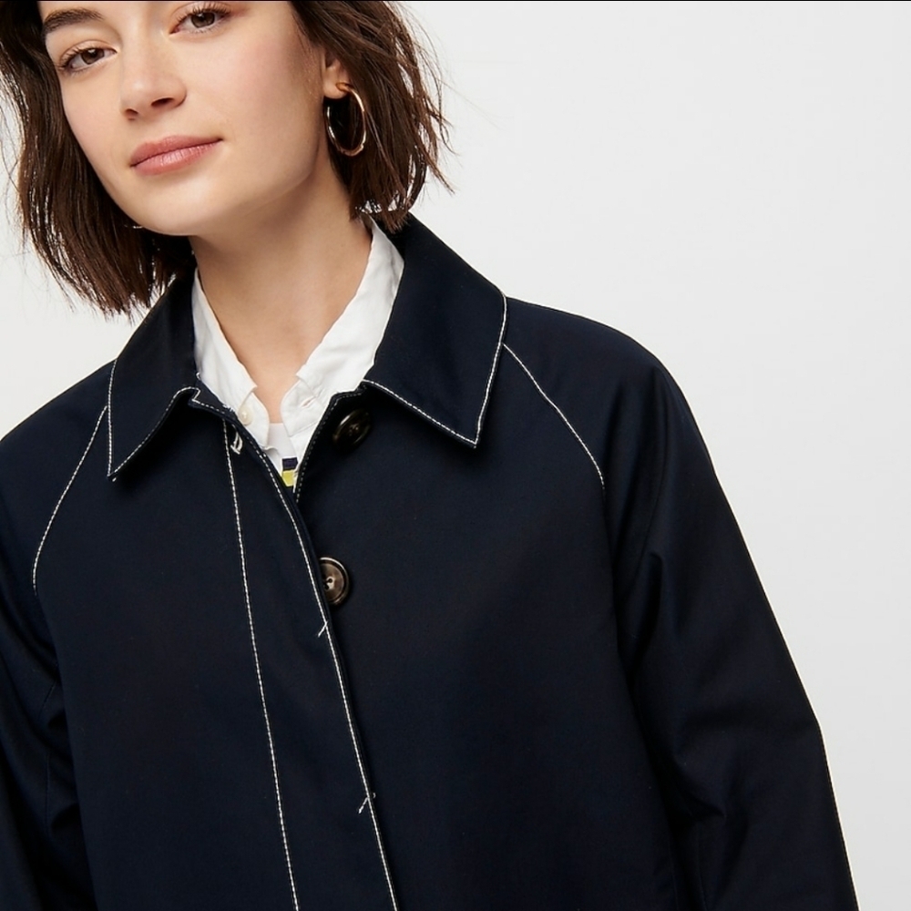 J Crew Trench Coat with Contrast Topstitch AI399 - Picture 3 of 4